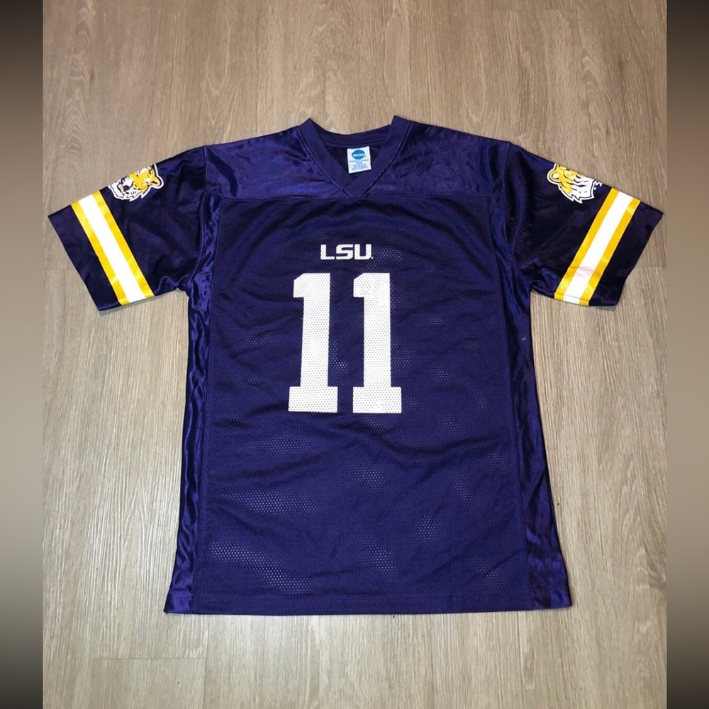 Men Size MEDIUM Knights Apparel NCAA LSU Tigers Mesh‎ Football Jersey #11 Purple
